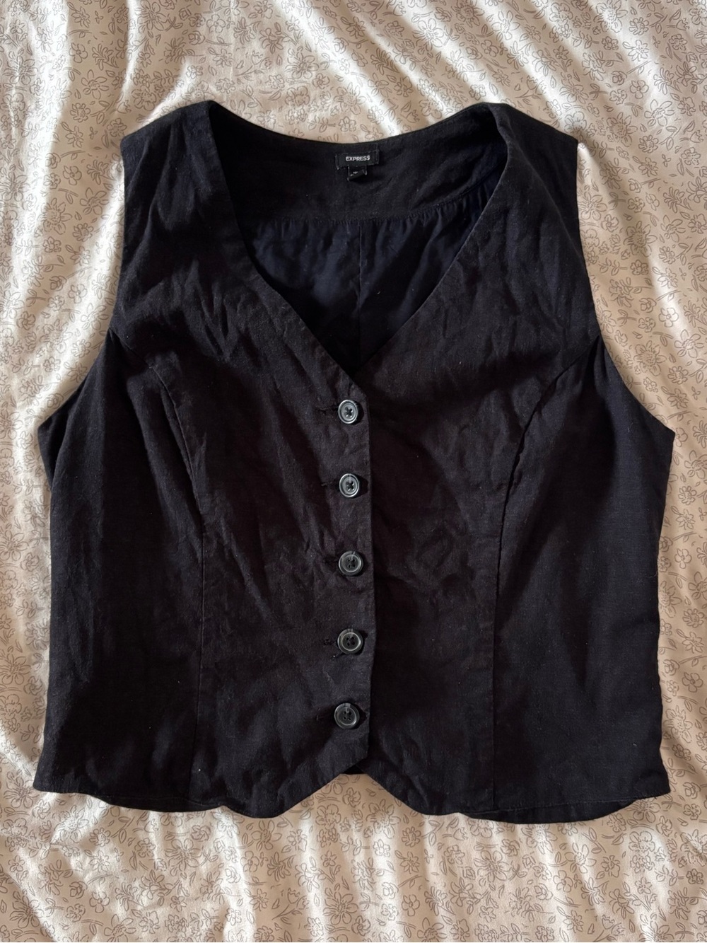 Express Black Button-Front Vest